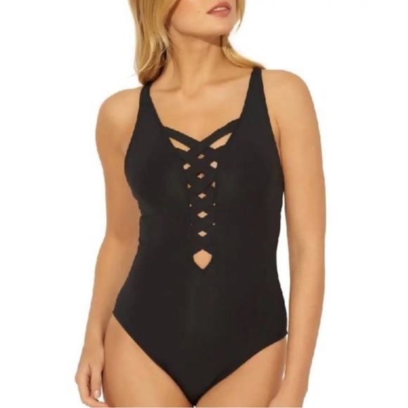 Bleu Rod Beattie Other - Blue Rod Beattie Basketweave One-piece Swimsuit, Black, Size 10